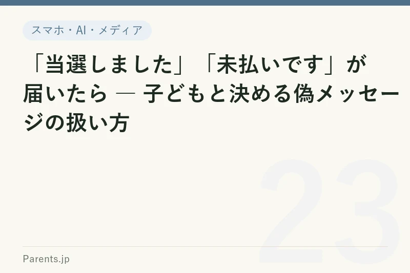 「当選しました」「未払いです」が届いたら ― 子どもと決める偽メッセージの扱い方
