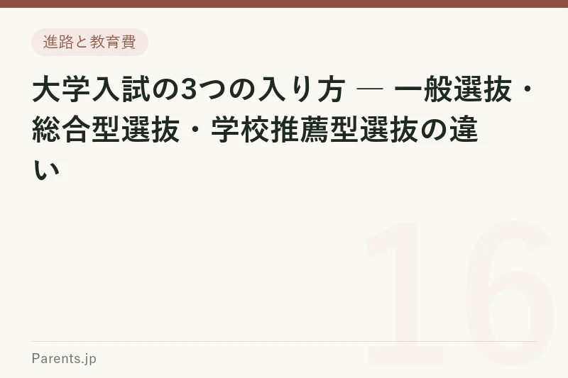 大学入試の3つの入り方 ― 一般選抜・総合型選抜・学校推薦型選抜の違い