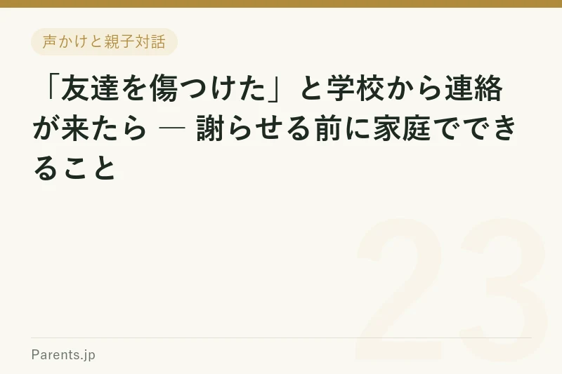 「友達を傷つけた」と学校から連絡が来たら ― 謝らせる前に家庭でできること